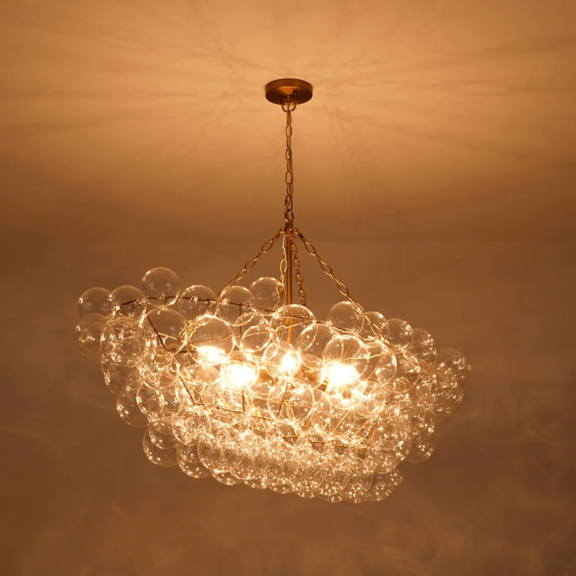 Glam 8-Light Tiered Clear Glass Bubble Island Chandelier