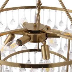Glam Luxe Brass Tiered Crystal Raindrop Round Chandelier