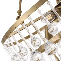 Glam Luxe Brass Tiered Crystal Raindrop Round Chandelier