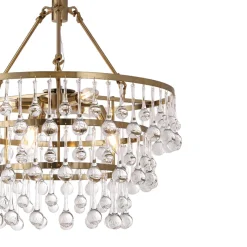 Glam Luxe Brass Tiered Crystal Raindrop Round Chandelier