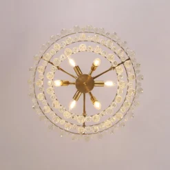 Glam Luxe Brass Tiered Crystal Raindrop Round Chandelier