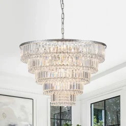 Glam Luxe Chrome 5-Tier Crystal Round Chandelier
