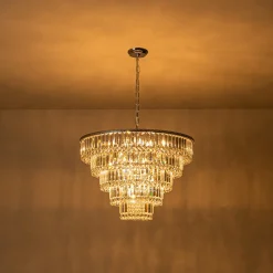 Glam Luxe Chrome 5-Tier Crystal Round Chandelier