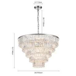 Glam Luxe Chrome 5-Tier Crystal Round Chandelier