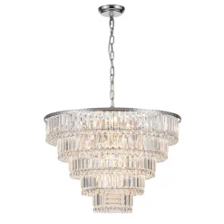 Glam Luxe Chrome 5-Tier Crystal Round Chandelier