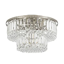 Glam Luxe 2-Tier Crystal Round Semi Flush Mount Light