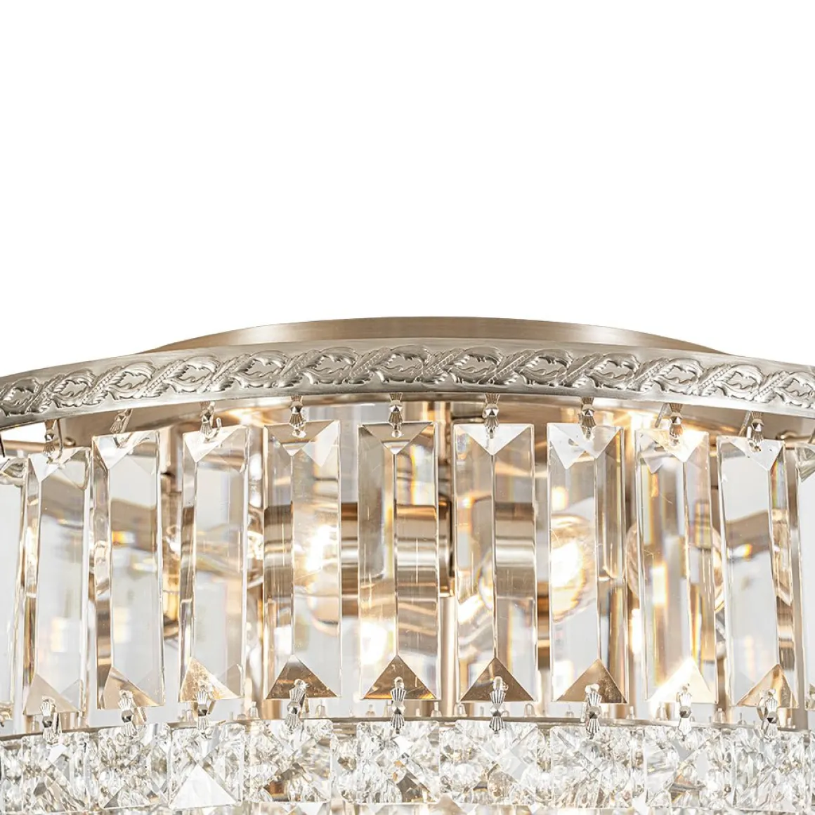 Glam Luxe 2-Tier Crystal Round Semi Flush Mount Light