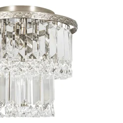Glam Luxe 2-Tier Crystal Round Semi Flush Mount Light