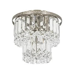 Glam Luxe 2-Tier Crystal Round Semi Flush Mount Light