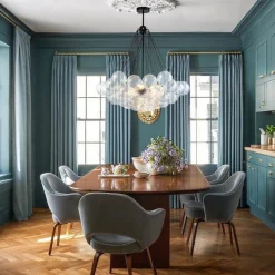 Glam Ribbed Glass Globe Textured Bubble Cluster Chandelier