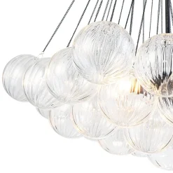 Glam Ribbed Glass Globe Textured Bubble Cluster Chandelier