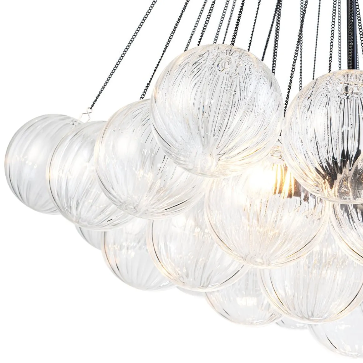 Glam Ribbed Glass Globe Textured Bubble Cluster Chandelier
