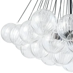 Glam Ribbed Glass Globe Textured Bubble Cluster Chandelier