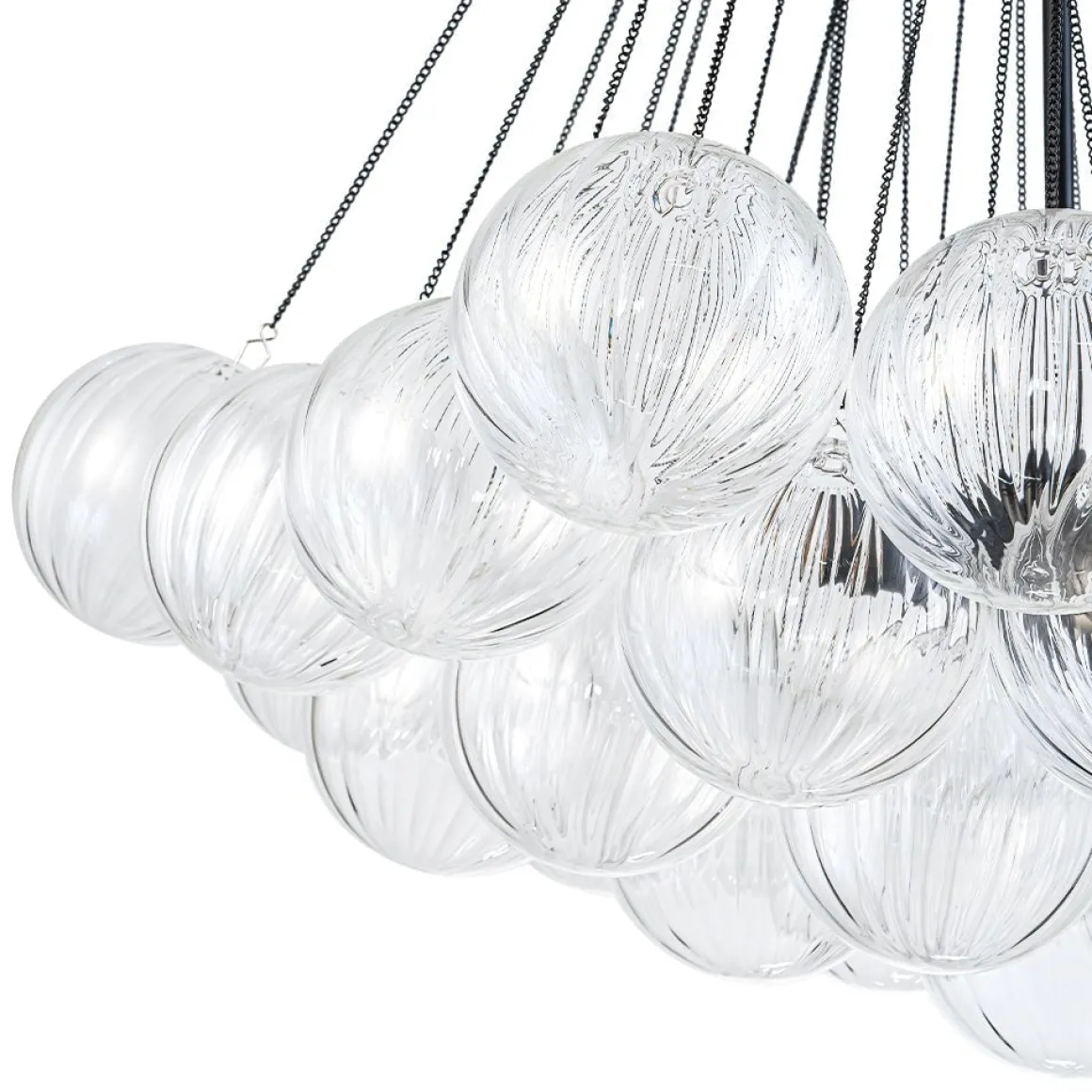 Glam Ribbed Glass Globe Textured Bubble Cluster Chandelier