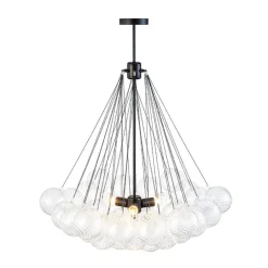 Glam Ribbed Glass Globe Textured Bubble Cluster Chandelier