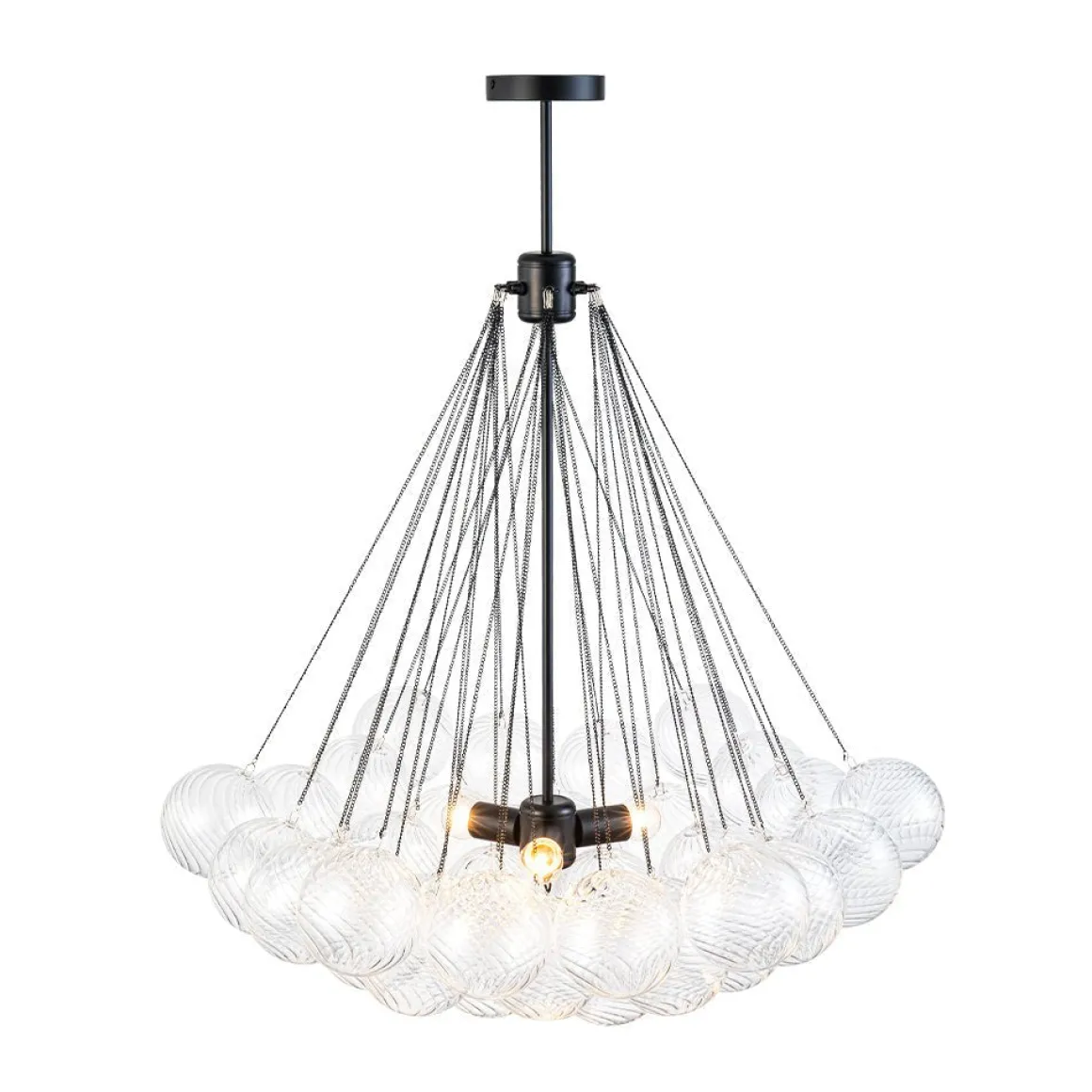Glam Ribbed Glass Globe Textured Bubble Cluster Chandelier