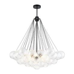Glam Ribbed Glass Globe Textured Bubble Cluster Chandelier
