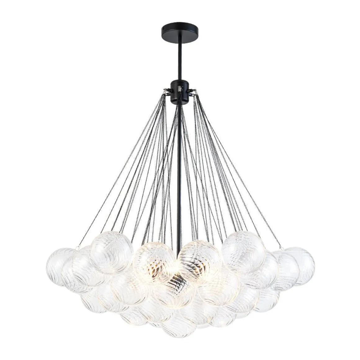 Glam Ribbed Glass Globe Textured Bubble Cluster Chandelier