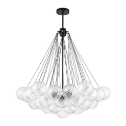 Glam Ribbed Glass Globe Textured Bubble Cluster Chandelier