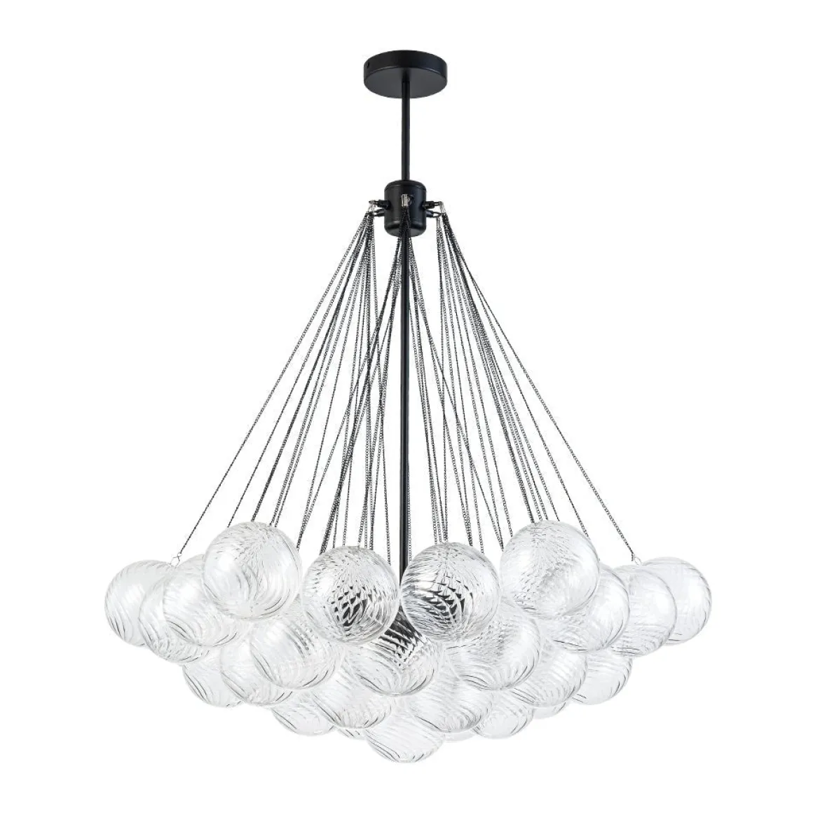Glam Ribbed Glass Globe Textured Bubble Cluster Chandelier