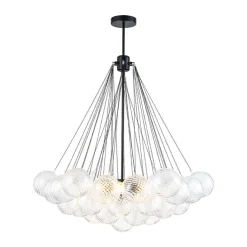 Glam Ribbed Glass Globe Textured Bubble Cluster Chandelier