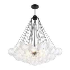 Glam Ribbed Glass Globe Textured Bubble Cluster Chandelier