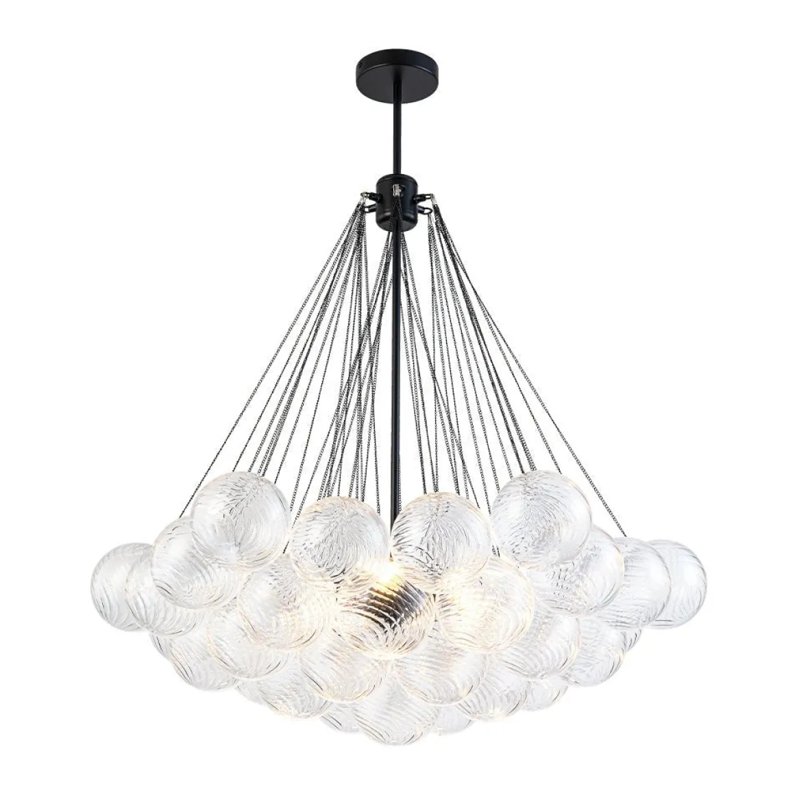 Glam Ribbed Glass Globe Textured Bubble Cluster Chandelier