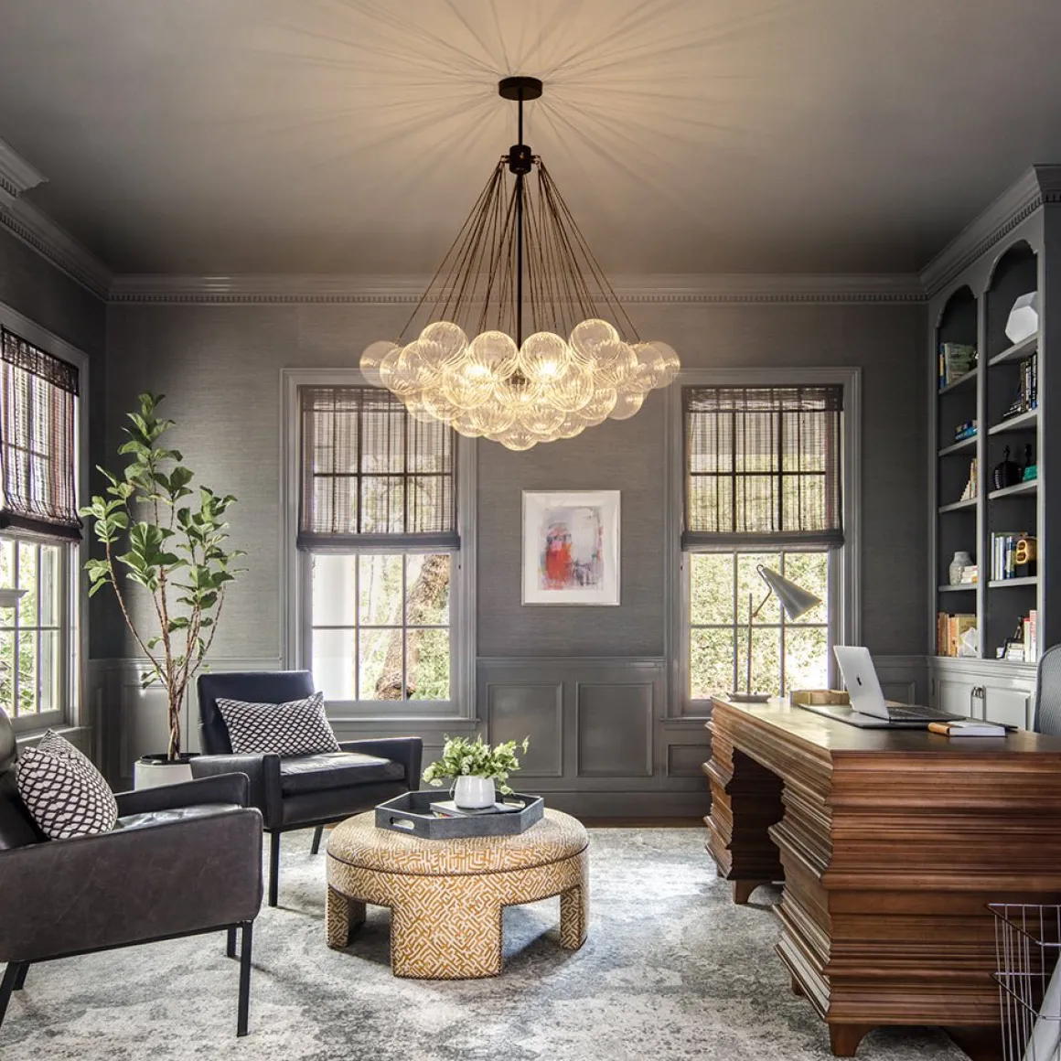 Glam Ribbed Glass Globe Textured Bubble Cluster Chandelier