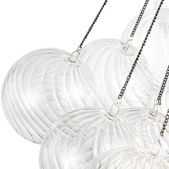Glam Ribbed Glass Globe Textured Bubble Cluster Chandelier