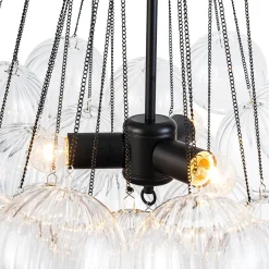 Glam Ribbed Glass Globe Textured Bubble Cluster Chandelier