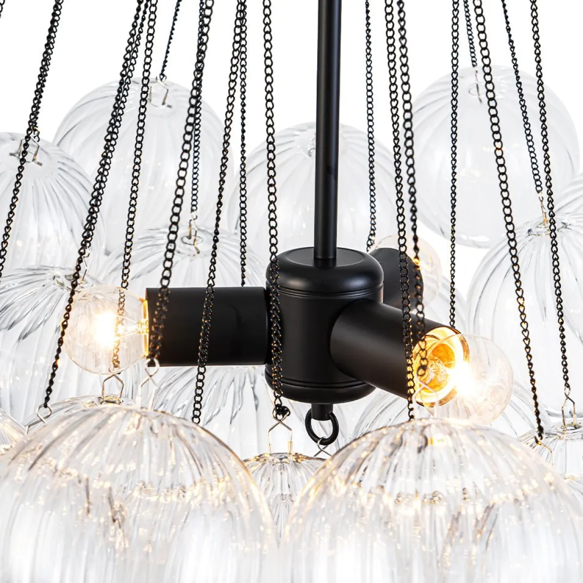 Glam Ribbed Glass Globe Textured Bubble Cluster Chandelier