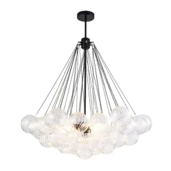 Glam Ribbed Glass Globe Textured Bubble Cluster Chandelier