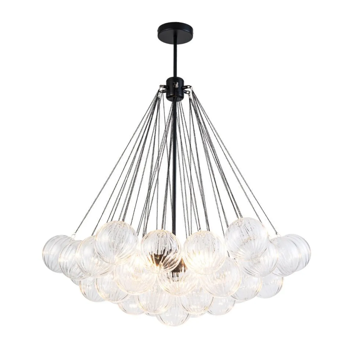 Glam Ribbed Glass Globe Textured Bubble Cluster Chandelier