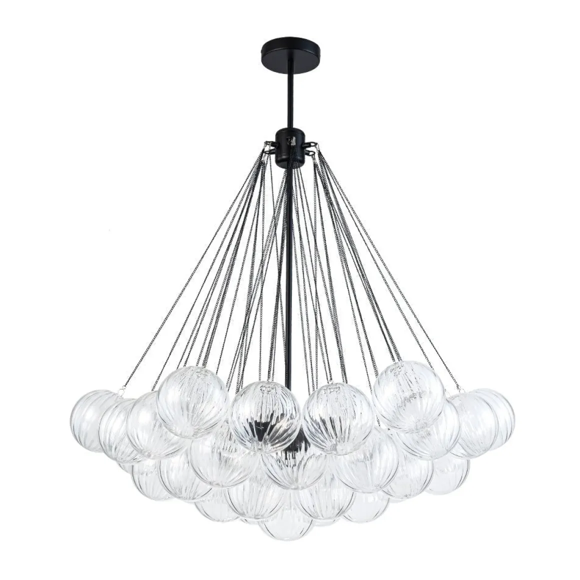 Glam Ribbed Glass Globe Textured Bubble Cluster Chandelier