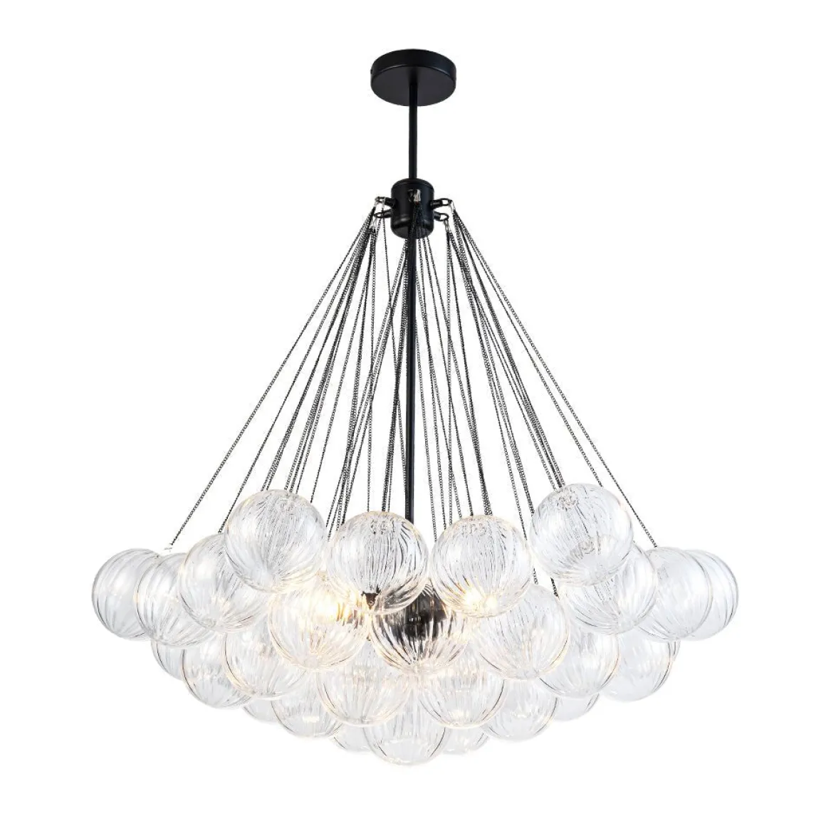 Glam Ribbed Glass Globe Textured Bubble Cluster Chandelier