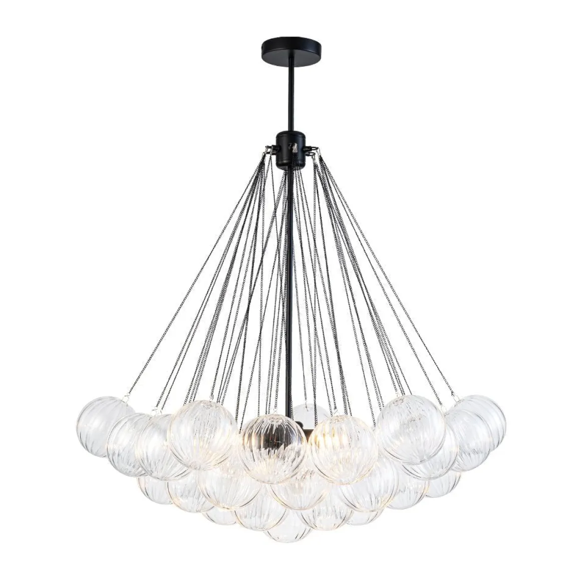 Glam Ribbed Glass Globe Textured Bubble Cluster Chandelier