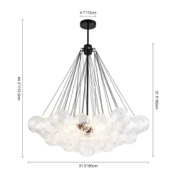 Glam Ribbed Glass Globe Textured Bubble Cluster Chandelier