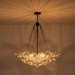 Glam Ribbed Glass Globe Textured Bubble Cluster Chandelier