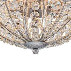 Glam Shabby Chic Crystal Globe Chandelier Distressed Silver