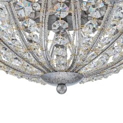 Glam Shabby Chic Crystal Globe Chandelier Distressed Silver