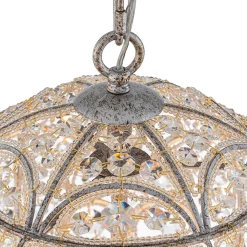 Glam Shabby Chic Crystal Globe Chandelier Distressed Silver