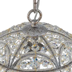Glam Shabby Chic Crystal Globe Chandelier Distressed Silver