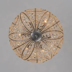 Glam Shabby Chic Crystal Globe Chandelier Distressed Silver