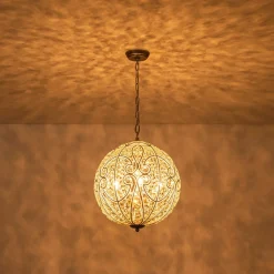 Glam Shabby Chic Crystal Globe Chandelier Distressed Silver