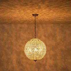 Glam Shabby Chic Crystal Globe Chandelier Distressed Silver