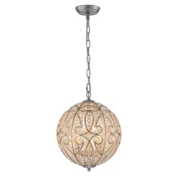 Glam Shabby Chic Crystal Globe Chandelier Distressed Silver