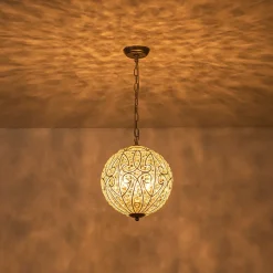 Glam Shabby Chic Crystal Globe Chandelier Distressed Silver