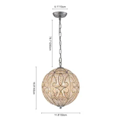 Glam Shabby Chic Crystal Globe Chandelier Distressed Silver
