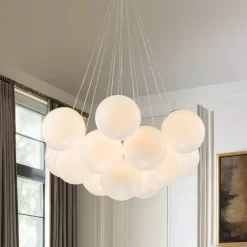 Glam Shine Opal Glass Globe Cluster Bubble Chandelier