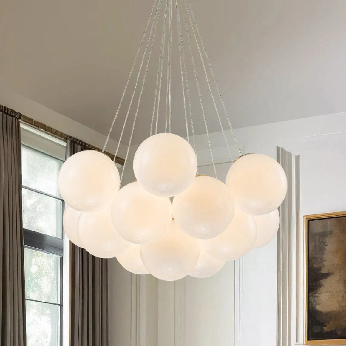 Glam Shine Opal Glass Globe Cluster Bubble Chandelier
